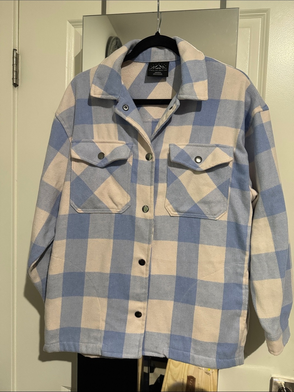 Cozy Blue & White Plaid Teddy Jacket